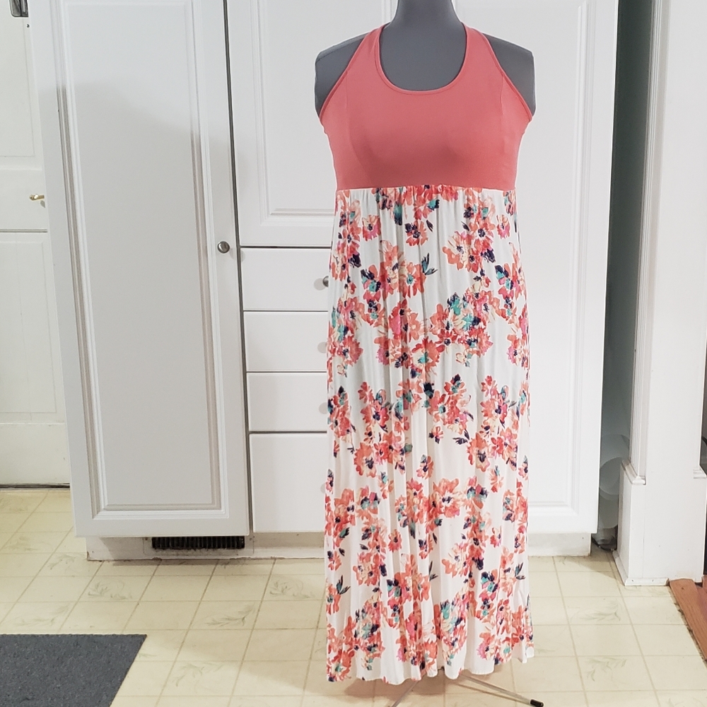 Floral peach maxi dress